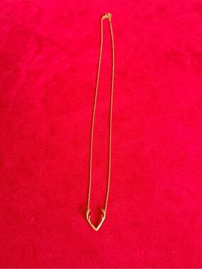 Dainty Delicate Gold-Tone Antler V Pendant Necklace